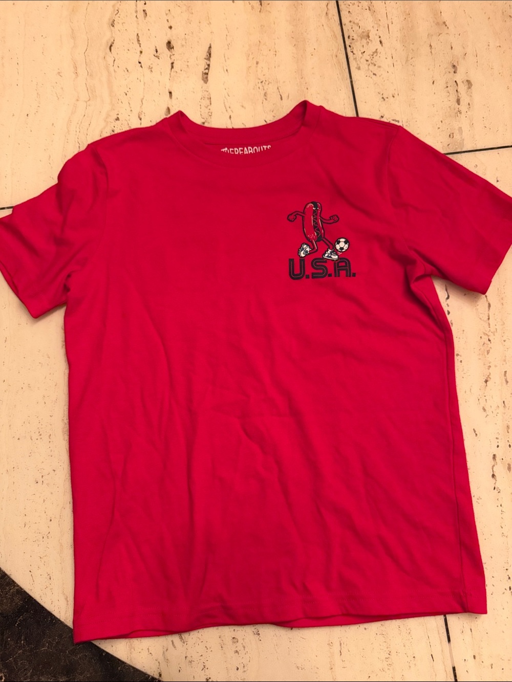 Thereabouts Kids Red USA Soccer Graphic Tee - Cotton & Repreve with Hotdog Logo
